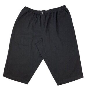 Woman Within size 26W Petite Women’s Black Denim Elastic Waist Bermuda Shorts